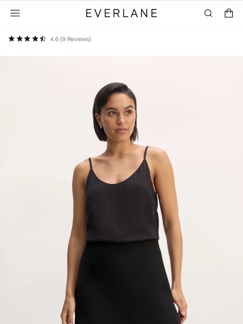 NWT Everlane The Slip Cami in Black size 10